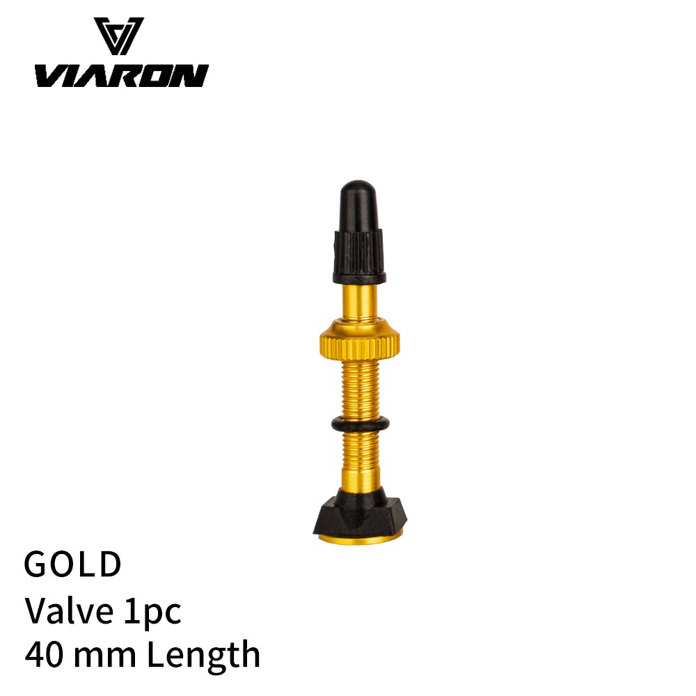 VIARON Bicycle Valve 40mm/60mm MTB Road Bike Tubeless Tires Conversion Anodize Aluminum Alloy Sealant Accessories: 40mm Gold 1pc