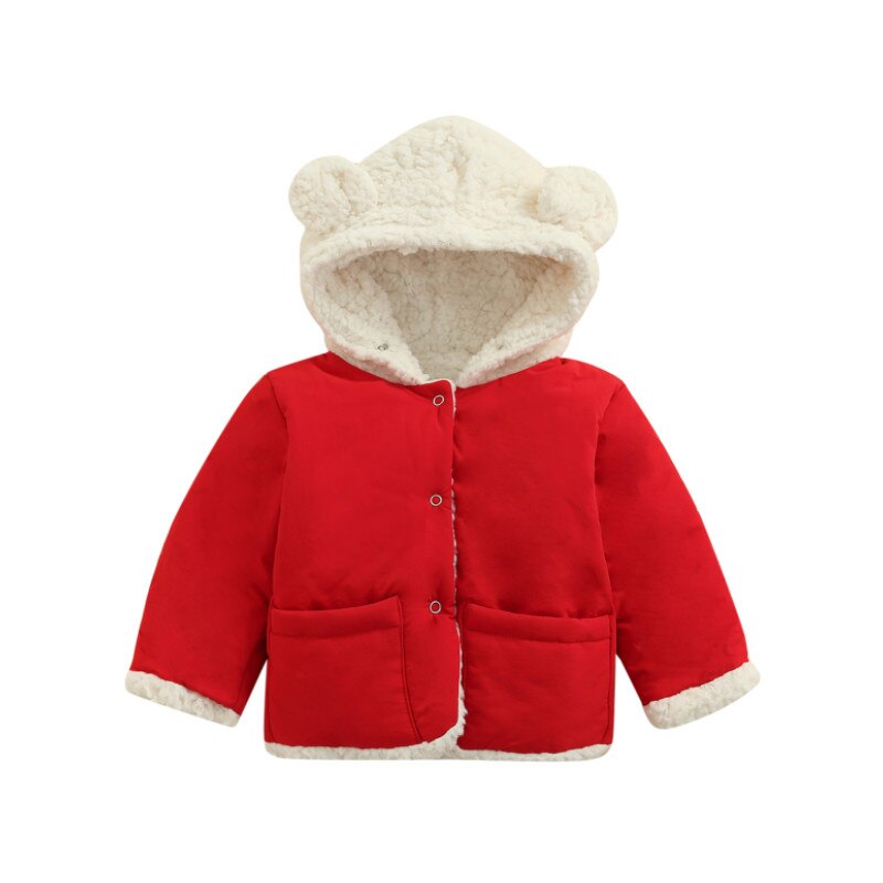 Baby Omkeerbaar Hooded Jas, Lange Mouwen Button-Down Gewatteerd Jas Voor Jongens En Meisjes, Beige/Rood: 1 / 2-3 Years