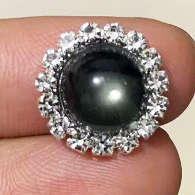 estilo, 10 Uds., cuentas brillantes de 15mm, accesorios redondos de joyería Diy, placa de diamantes de imitación, accesorios de ropa para invitación de boda: Gris rosáceo pálido