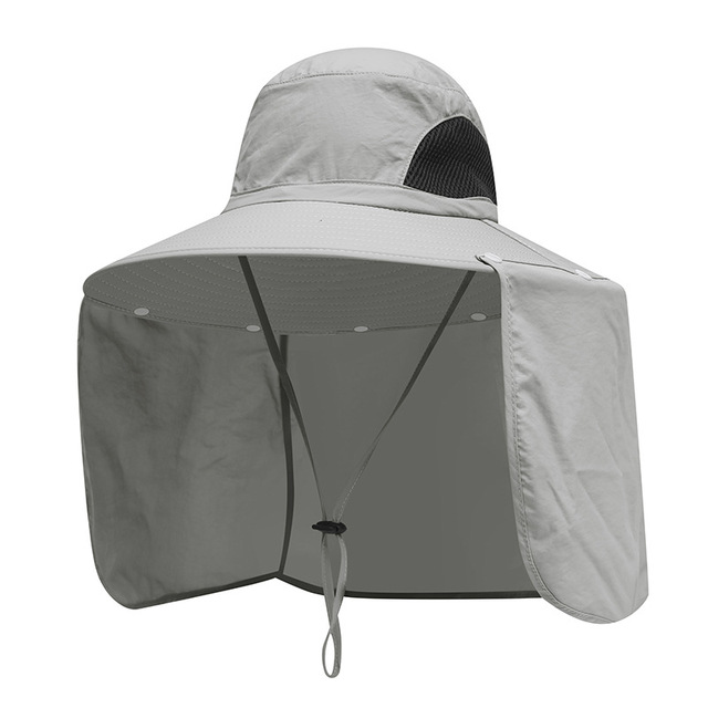 Schnell trocknender Fischerhut für Herren, UV-Nackenschutz, Sonnenschutz, draussen, atmungsaktives Gittergewebe, Wandern, Angelkappen, Sommer: Schwarz
