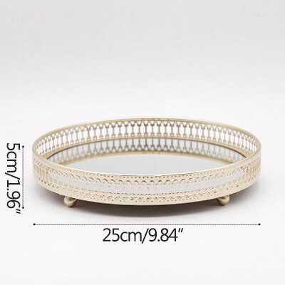 nordisch Luxus Gold Glas Spiegel Ablage Moderne Kunst Metall Snack-fach Ornament Hause Dekoration Zubehör Zimmer Dekor: B L