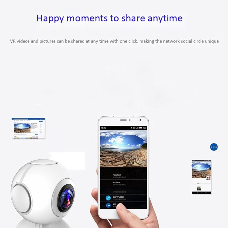 360-grad Panorama Kamera 720-Grad hoch-Definition Fisheye Dual-Objektiv praktisch VR Sport Kamera selfie 1080P 2MP