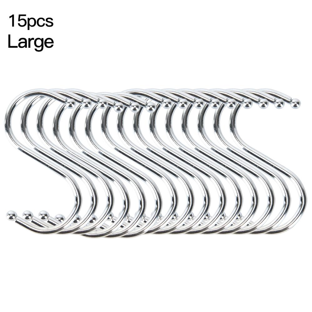 10/15pcs Stainless Steel S Hooks Pot Pan Storage Hanging Hanger Household Hooks for Kitchen Pan Wall Mounted Pot Rack Tool: 12cm
