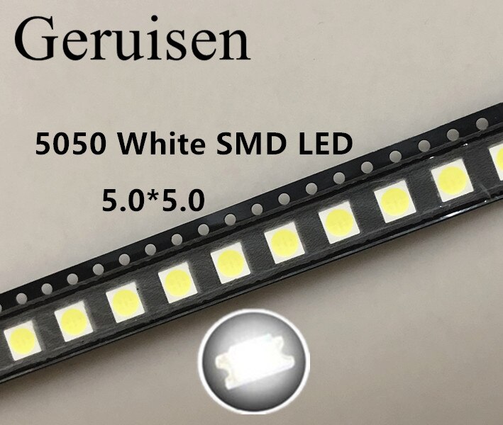 100 Pcs 5050 Smd Led Diodes Smd 5050 Wit/Natuur Wit Led Cct: 4000-4500 K 0.2w-60MA 5050 Nw