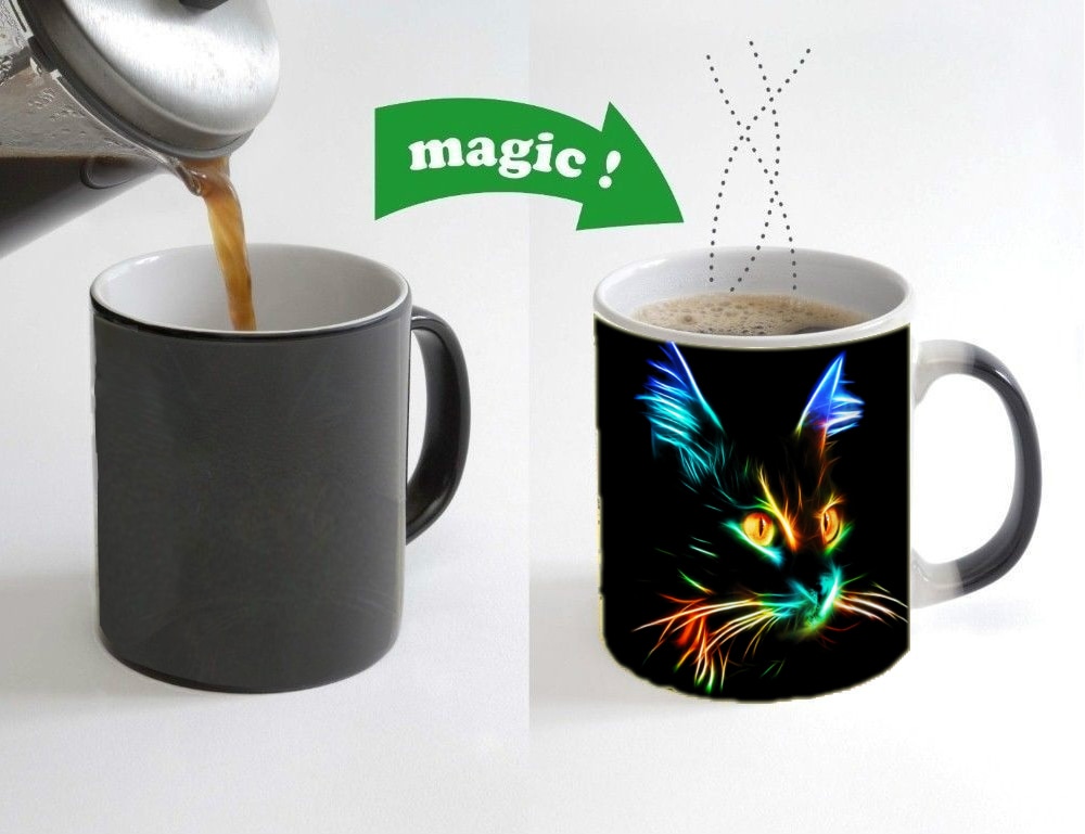 2020 novas cores magia gato caneca de café cor mudando canecas copo 110z cerâmica chá copo de leite presente
