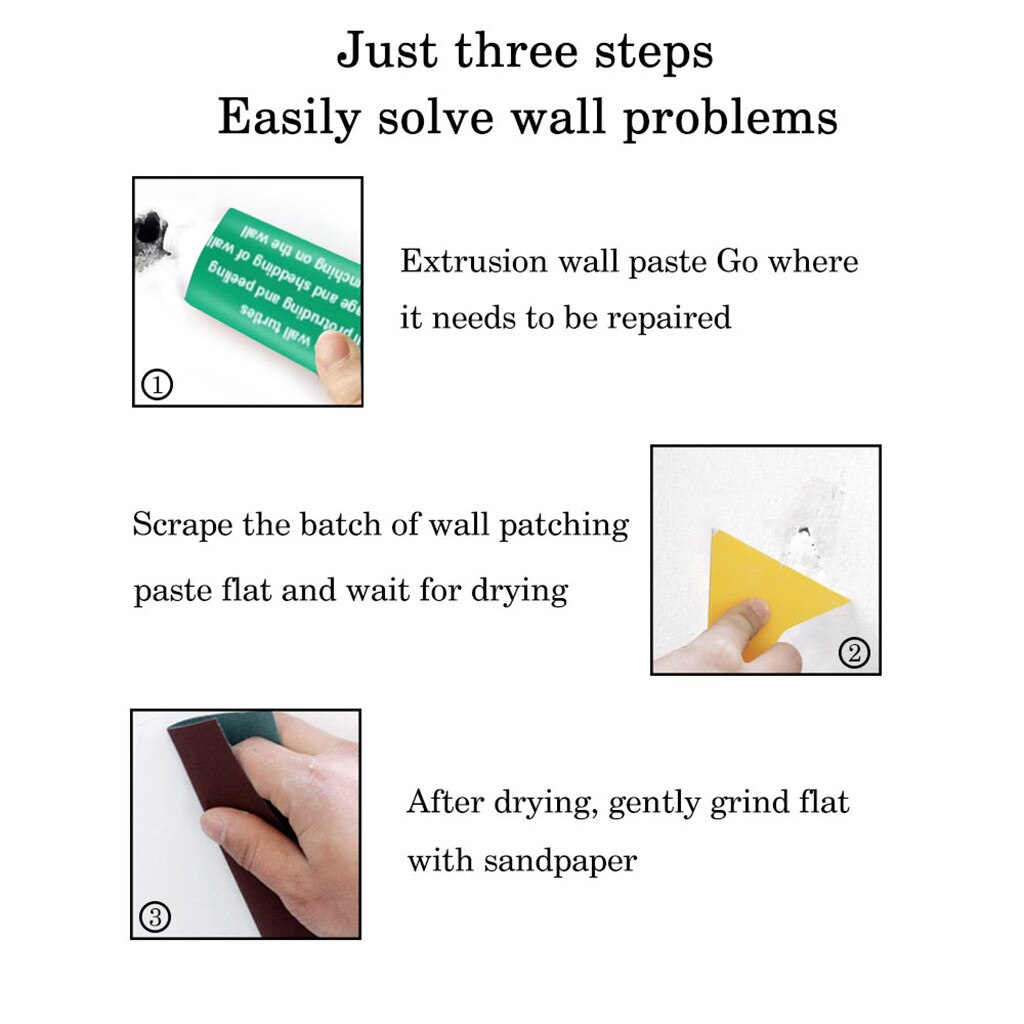 Wall Mending Agent Wall Repair Cream Wall Crack Nail Repair Agent Walls Peeling Graffiti Gap Repair Paste With Scraper