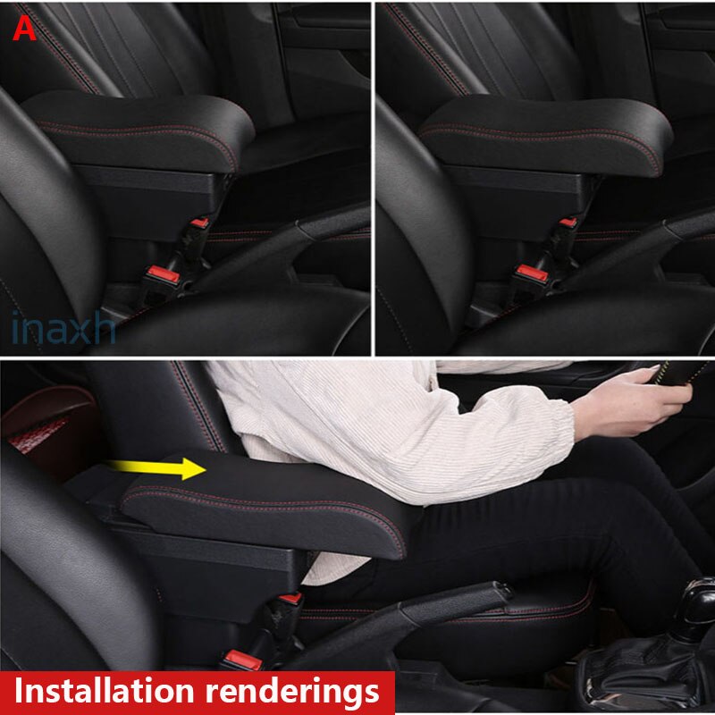 Für Ford Fest Armlehne Kasten Innen Teile spezielle nachrüsten teile Auto Armlehne Zentrum Speicher Kasten mit USB LED licht
