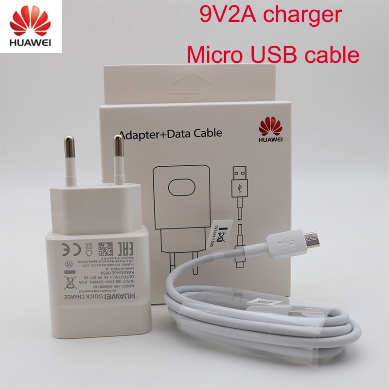 Huawei 9v2a carregador qc 2.0, adaptador de carga rápida usb micro cabo para nova3 3i 4 honor 9 8x p7 p8 p9 p10 p20 lite mate 7 8