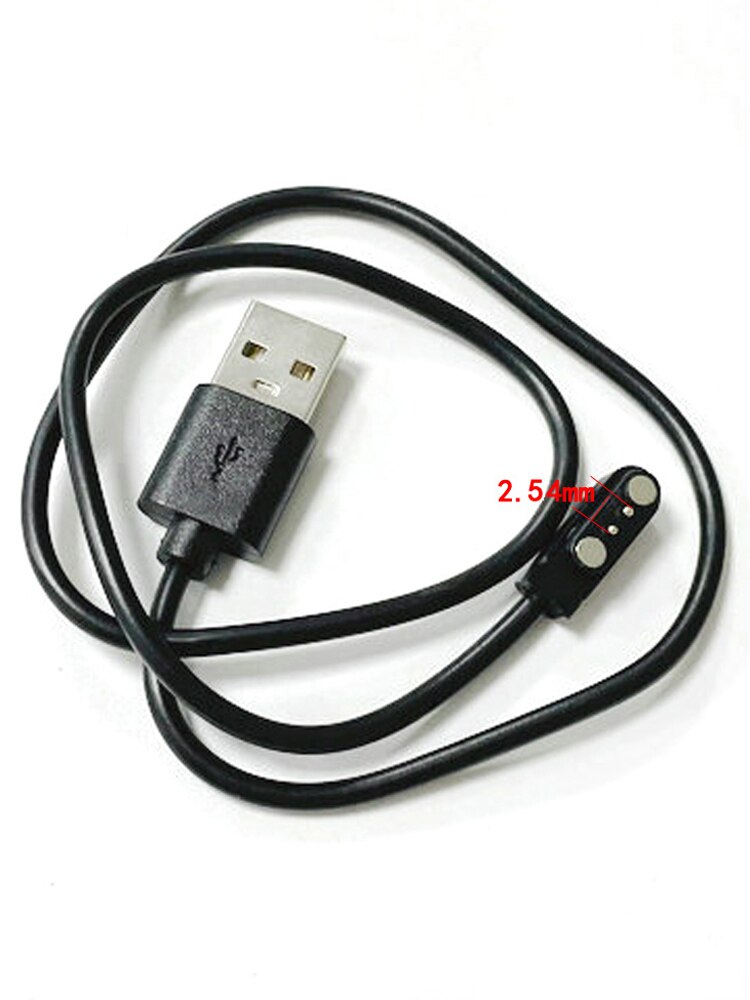 2pin USB Magnetic Charging Cable 2.54 pitch usb to 2 pogo pin Magnetic Charger Cable Male for Smart Watch GT88 G3 KW18 Y3 GT68: 2Pin black 60CM