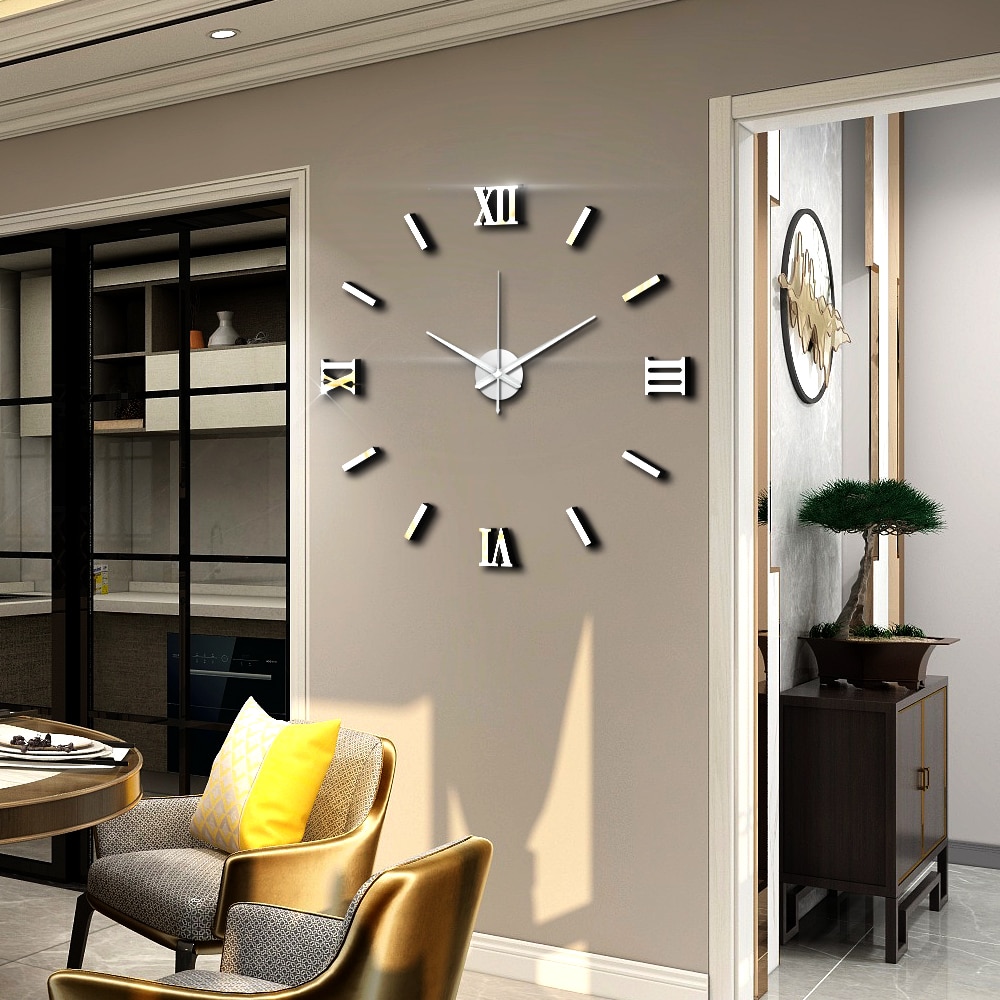 Moderne Kunst 3D DIY Zauberstab Aufkleber Uhr Wohnkultur Einfache Nützlich Funktionieren Acryl Spiegel Zauberstab Aufkleber Uhr für Wohnzimmer