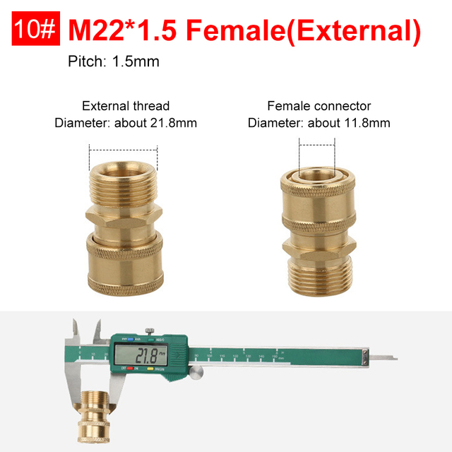 Adaptateur Laiton M22 Vers 1/4" F - Pour Nettoyeur Haute Pression, équipement Lavage Auto