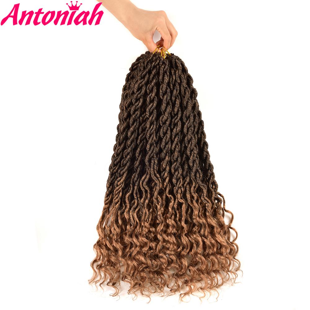 ANTONIAH HAIR 1b/2718inch Goddess Faux Locs Crochet Hair Extensions Synthetic Crochet Braids Dread Locs Curly Hair Braiding Hair