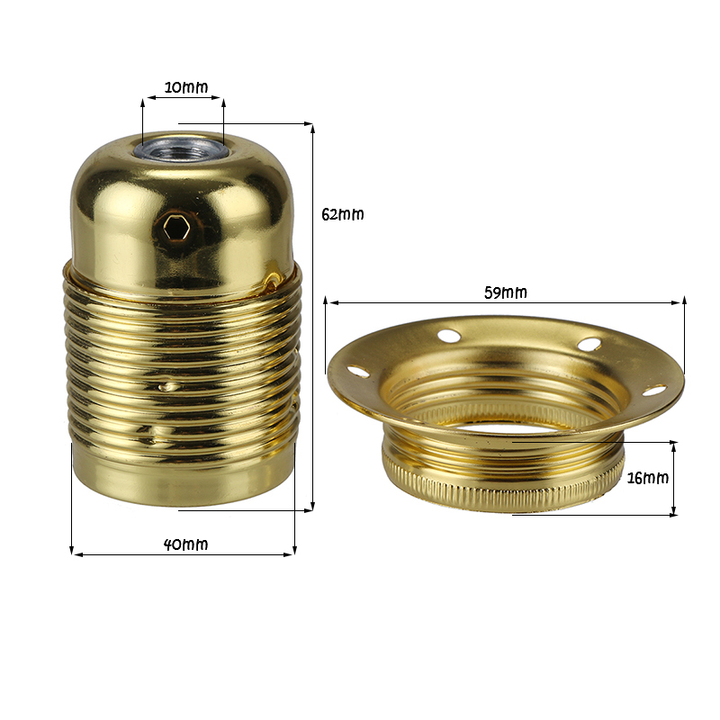 Portalámparas de Metal E27 E26, casquillo de lámpara Edison Vintage pulido con anillo, Base de lámpara DIY para accesorio de iluminación