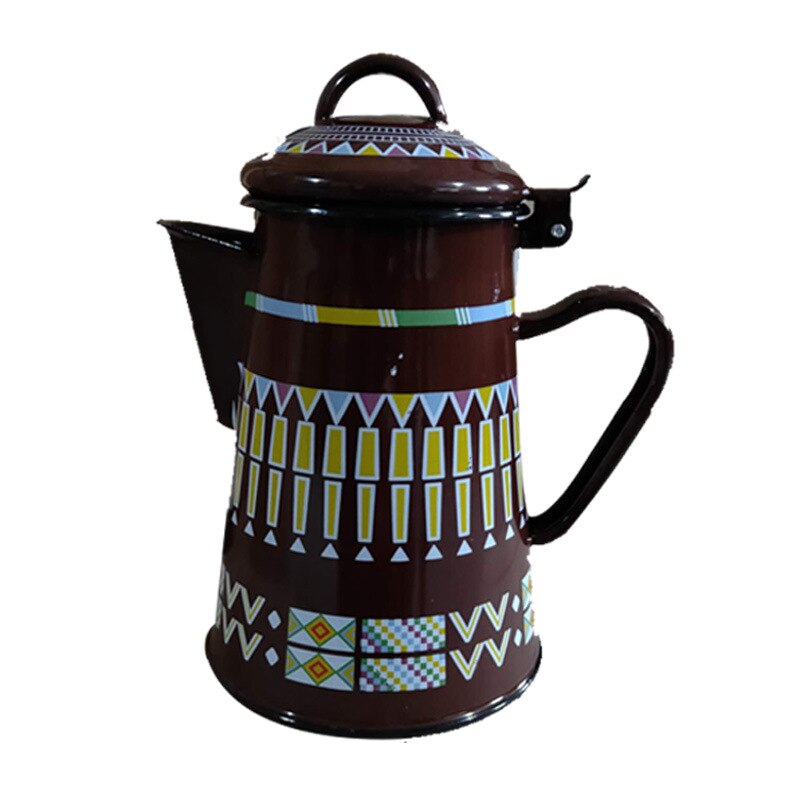 0.8L-2.4L Emaille Koffiepot Hand Thee Emaille Ketel Inductie Fornuis Gasfornuis Emaille Ketel Universele Voor Thuis Keuken: 1.2L / black