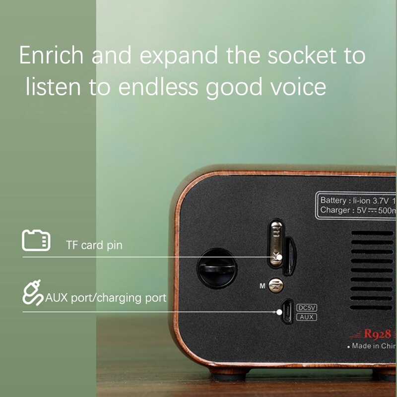 FM Small Retro Radio with Bluetooth, Nostalgic Radio with 1100MAh Rechargeable Battery, Support AUX/TF Card/Bluetooth