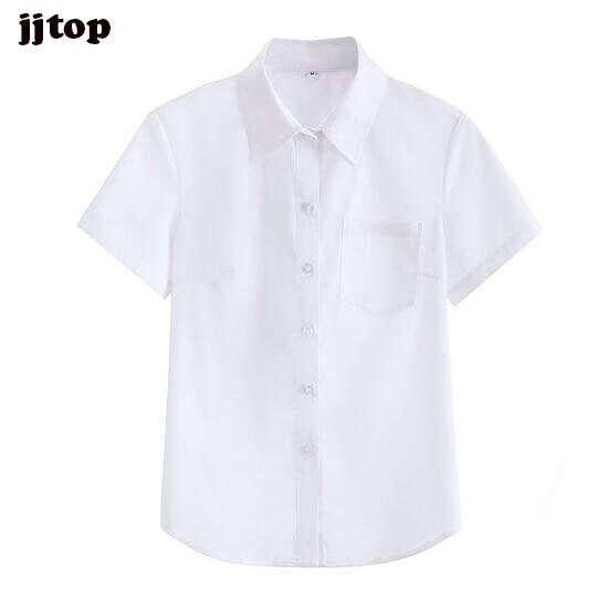 Japanese school JK uniform JK short-sleeve LONG SLEEVE shirt Japan orthodoxy shirt cute Peter Pan collar long sleeve blouse: short sleeve / XXL