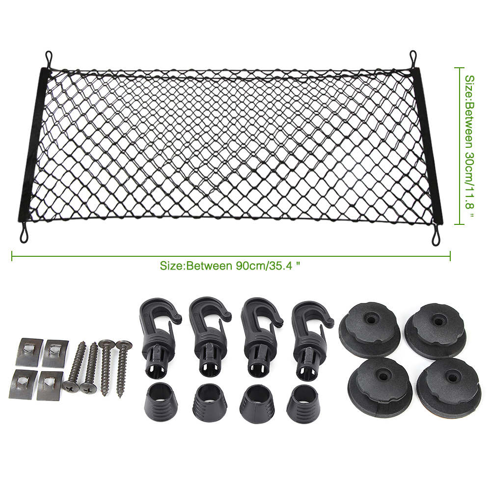 Universele Kofferbak Achter Opslag Cargo Bagage Nylon Elastische Mesh 90X30 Cm/40X110 Cm Netto houder Met 4 Plastic Haken Pocket: Long 90 CM