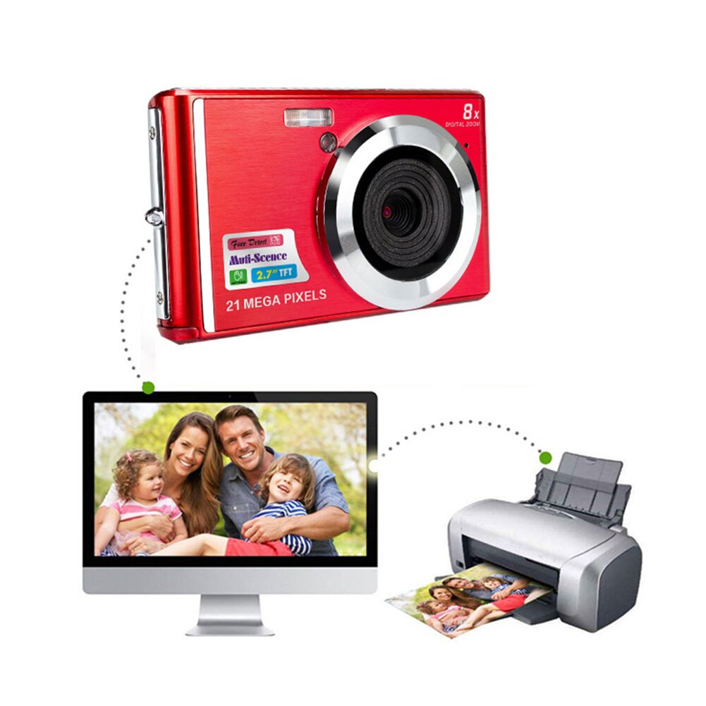 C4 Ultra Thin Face Detection Birthday Digital Camera COMS Sensor Clear LCD Display Portable HD Zoom Mini Anti Shake Travel: Red