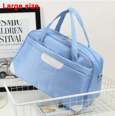 Women Travel Bag Large Capacity Waterproof Nylon Duffle Luggage Shoulder Bag Female Weekend Bags Multifunctional Travel Tote: light blue large