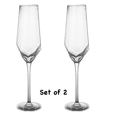 2 stk guld, hamret, champagneglas, vinglas, bæger-champagneglas sæt  of 2: Klar 280ml