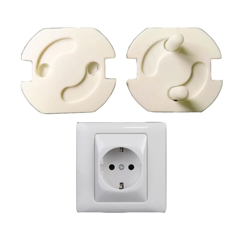 10pcs/lot Pure White ABS Baby Safety Plug Socket Protective Cover Protective Insulation Against Electric Shock 2 Hole Round