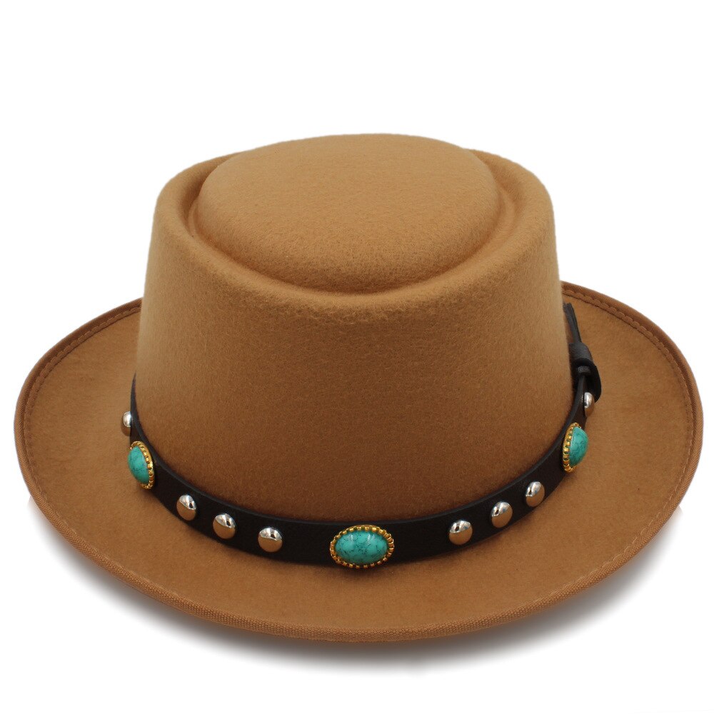 Chapeau plat en laine pour homme, chapeau Fedora, pour homme, papa, joueur, fascinateur, Trilby, église, taille 58cm: Khaki
