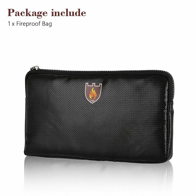 Fireproof Document Bag Fire Resistant Zipper Sewing Thread Improved Silicone Coated Fiberglass Black Waterproof Document Bag