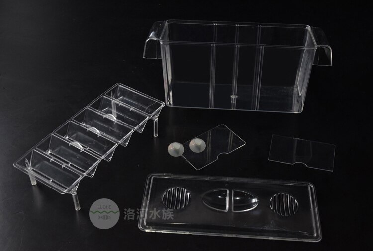 4 caja de la escotilla de la habitación suspende la caja de cría de la separación de los peces pequeños del guppy del acuario