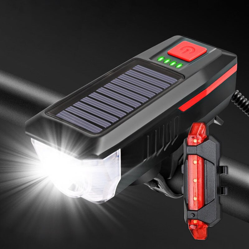 Neue Fahrrad MTB Licht Solar- USB Ladung aufladbare Radfahren Scheinwerfer Wasserdichte Fahrrad Scheinwerfer Hinten Rücklicht Lampe Taschenlampe: Solar--rot-T
