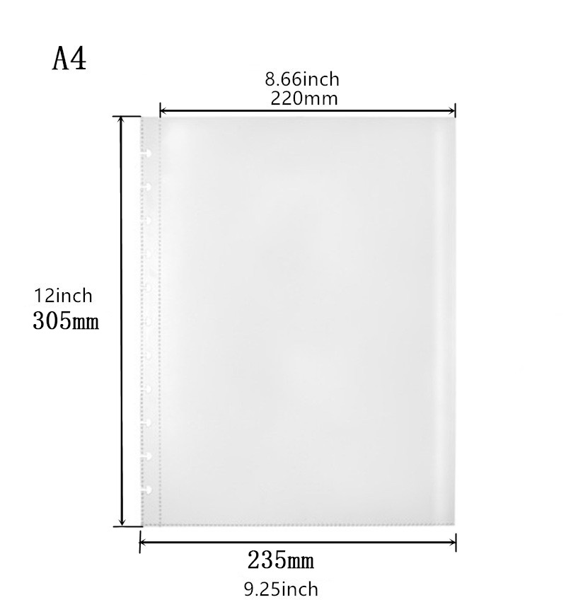 Hojas sueltas de repuesto para álbum de fotos, hojas sueltas de encuadernación en forma de seta para archivos de datos, página interior transparente, A4/A5, 25 hojas: A4 inside page