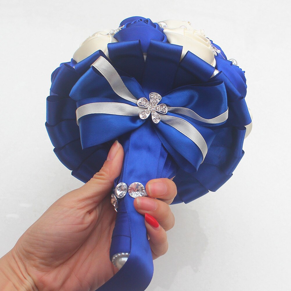 WifeLai-A Handmade Rose Satin Wedding Bridal Holding Flowers Luxury Wedding Bouquets Crystal Wedding Flower Bouquet W1727A