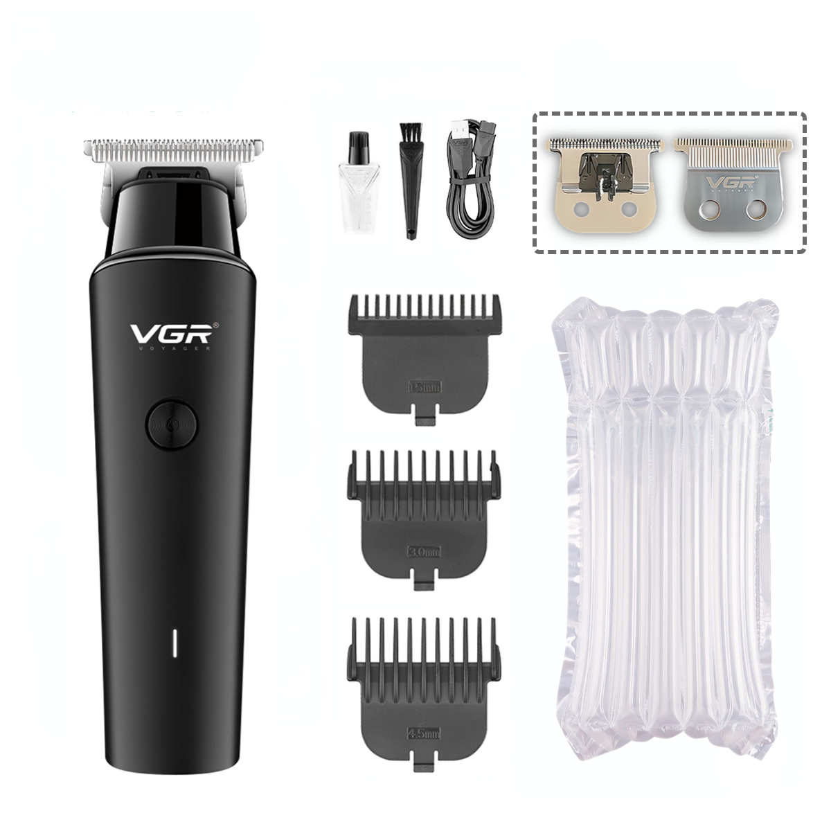 VGR Hair Trimmer Hair Clipper Hair Trimmer Haircut Machine Cordless Electric T-Blade Zero Cutting Machine V-933: GRAY