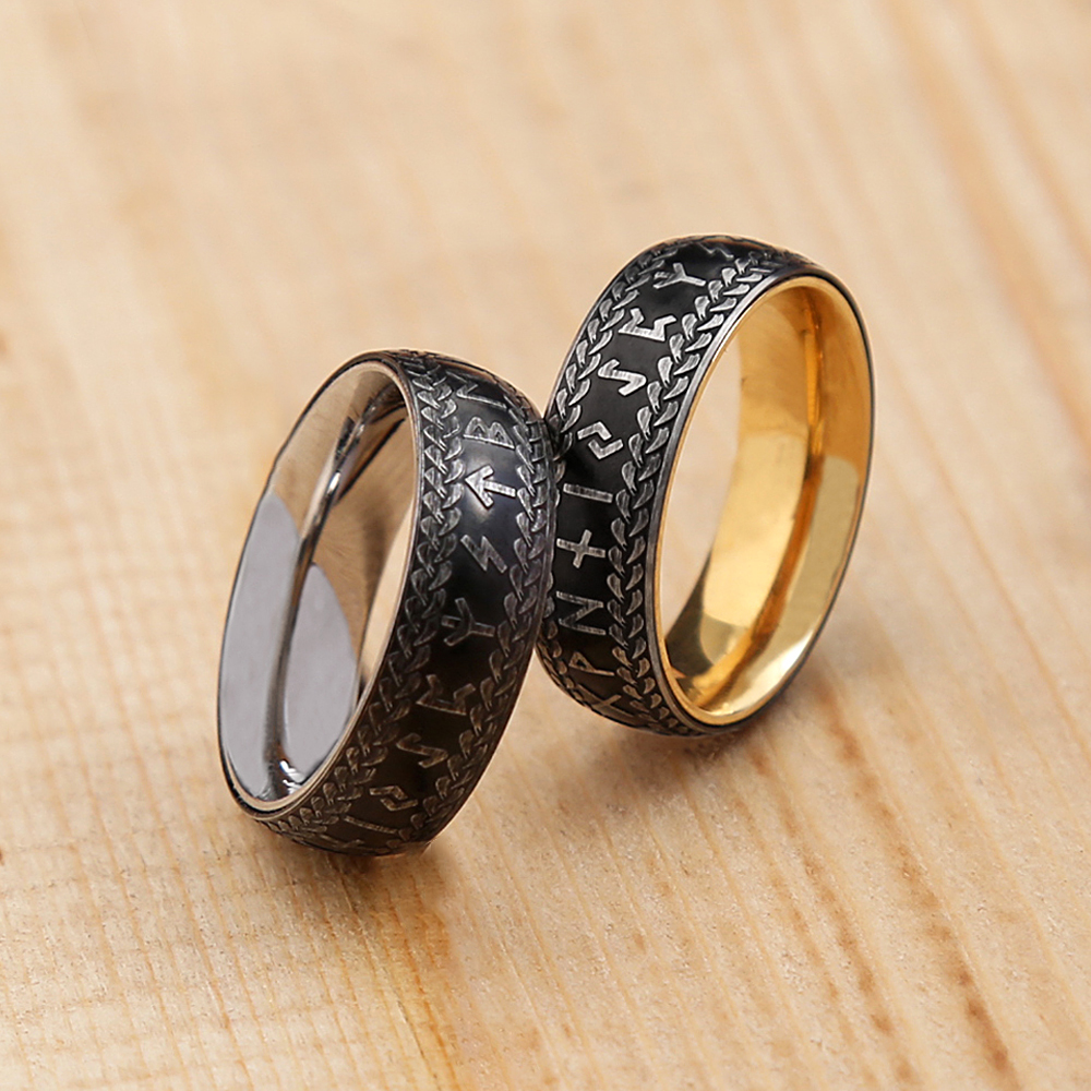 de anillos de runas vikingas Vintage a la para hombres y mujeres, anillo de acero inoxidable a la , amuleto para parejas, de joyería al por mayor