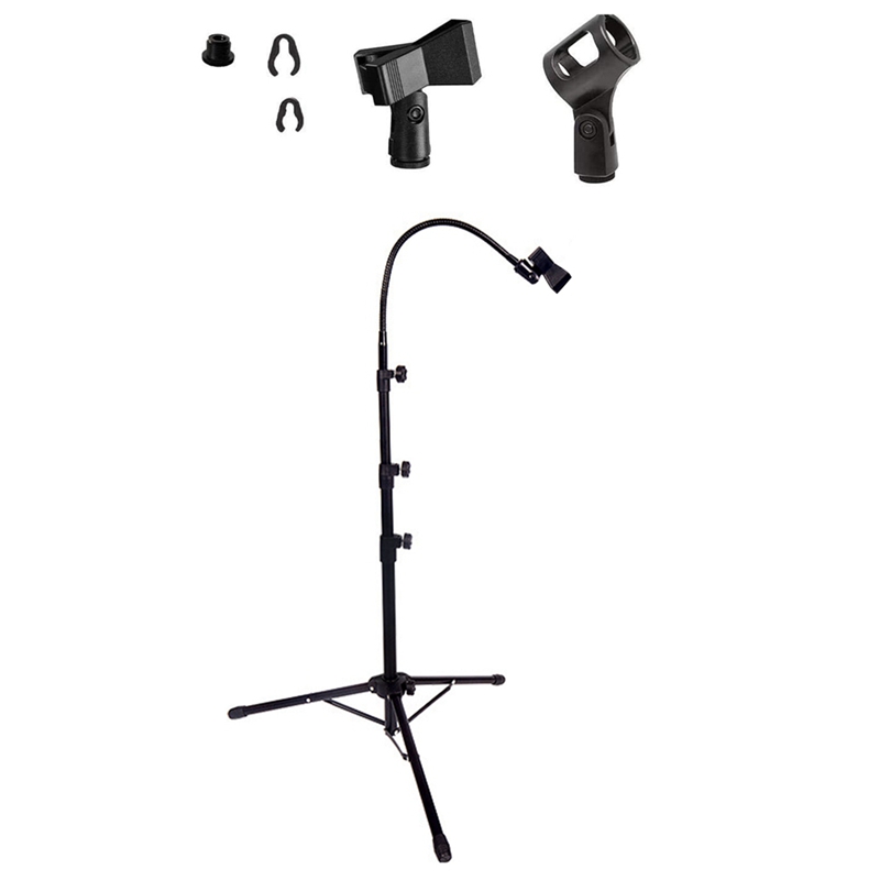 -1 Set Height-Adjustable Microphone Stand, Stage Hosting Microphone Stand, Floor Tripod Gooseneck Microphone Stand: Default Title