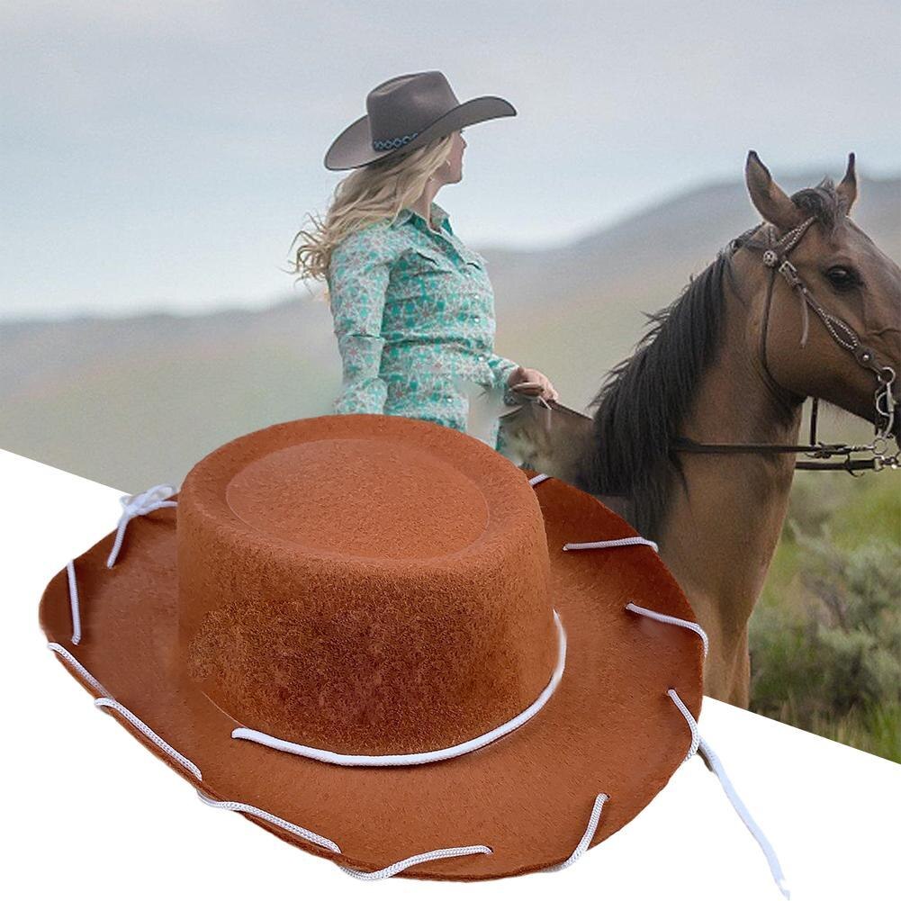 Cowboy Hat Women Men Western Drawstring Non-woven Fabric Cowboy Hats For Gentleman Lady Children Kids Cap Christmas