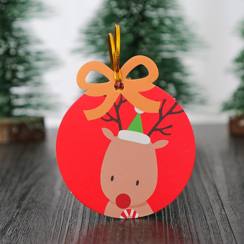 10Pcs Xmas Merry Christmas Wish Cards Greeting Card sticker ornaments pendant Christmas tree Ornaments