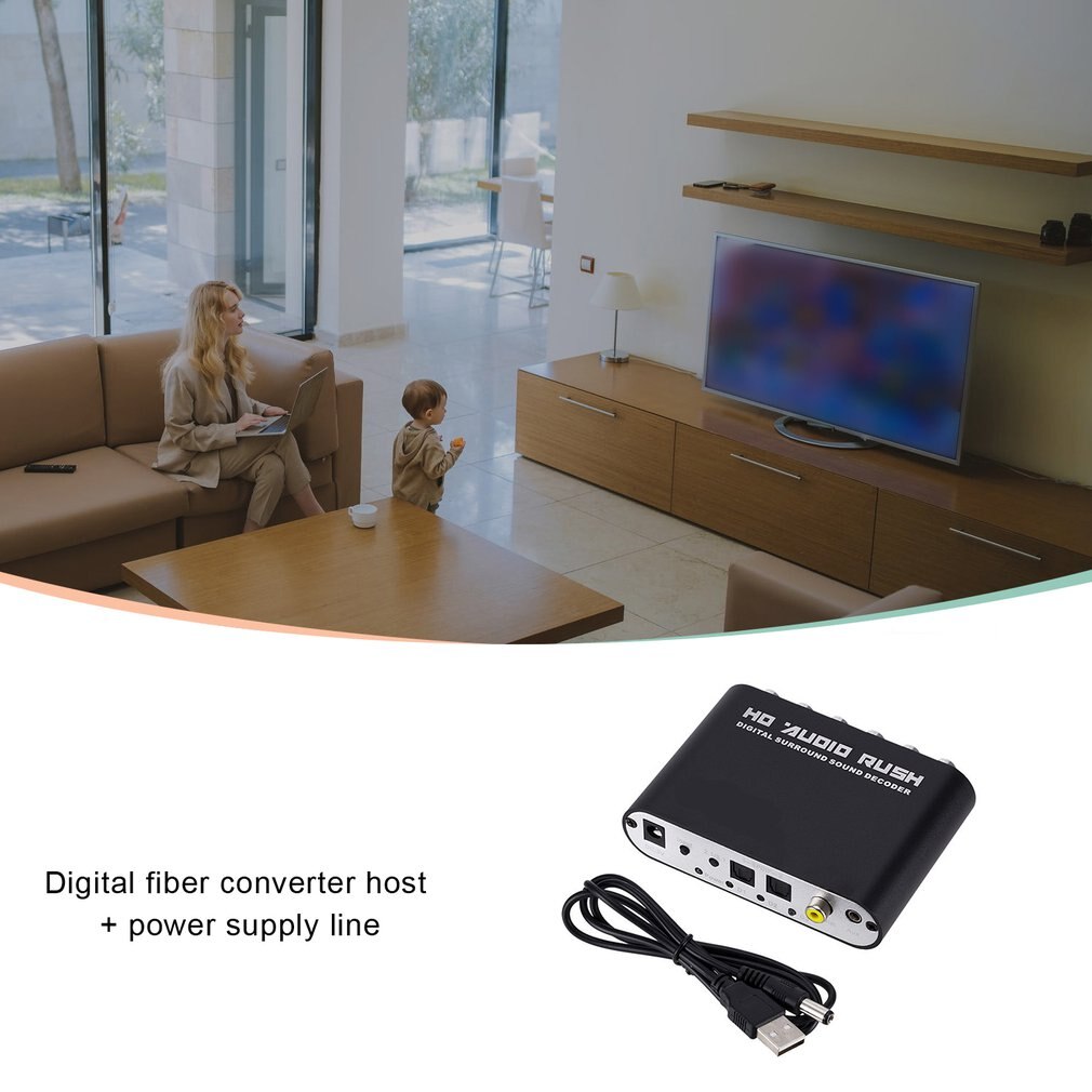 5.1 Channel Dts Dolby/Ac-3 Audio Decoder Digital Optical/Coaxial To Analog Rca Lotus Head Usb Power Supply Line