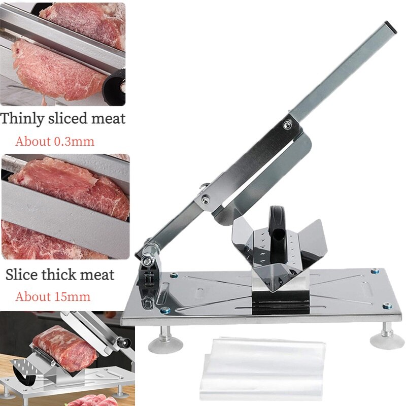 Cutter Slicing Machine Stainless Steel Spring Automatic Meat Nonslip Handle Easily Cut Frozen Meat Thickness Adjustable