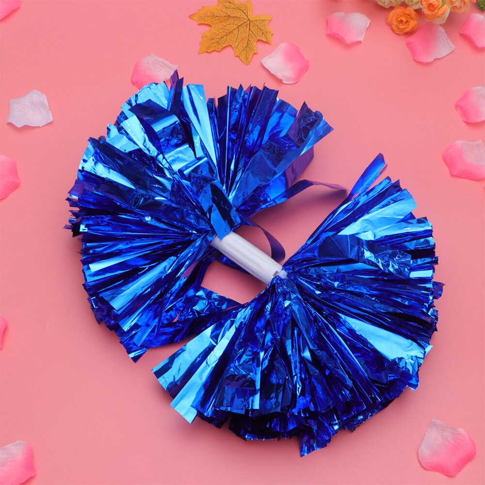 2 Pcs Cheering Balls Squad Spirited Shinny Cheerleading Kit Cheer Poms Cheerleaders Supples with Handle for Competition: Blue