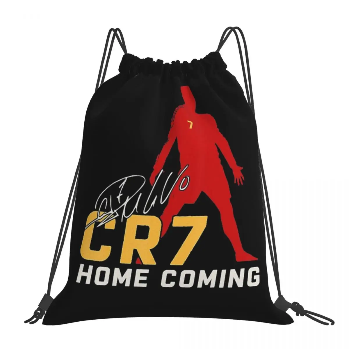 CR7 Cristiano Ronaldo sacs à dos sacs à cordon portables cordon paquet poche articles divers sac BookBag pour homme femme étudiants: Argent