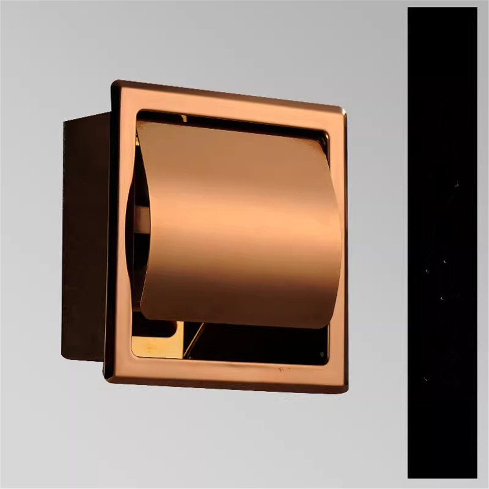 Gold In-wall Bathroom Paper Holder Rose Gold SUS Bathroom Paper roll Holder Black Towel Rack Toilet Paper Holder Tissue Box: PURPLE