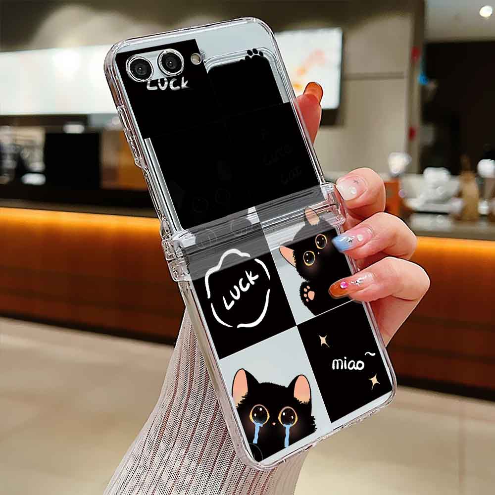 Case For Samsung Galaxy Z Flip 6 5 4 3 Transparent Hard Folding Luxury Pattern For Samsung Z Flip3 Flip4 Flip5 Flip6 Clear Cover: aluminum / SKY BLUE