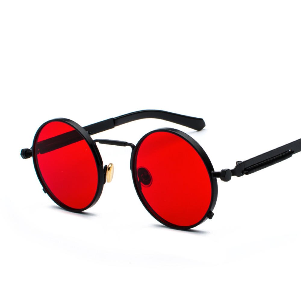 Retro punk stil runde polariserede solbriller mænd kvinder mærke runde metalstel solbriller: C4
