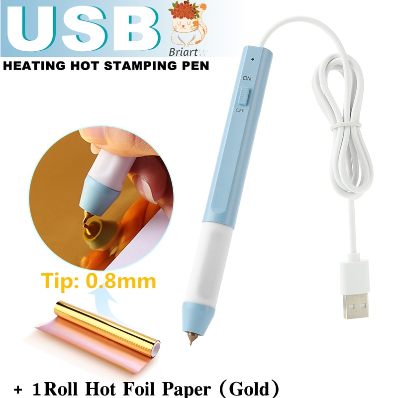 Usb-verwarmingsstempelpenset voor scrapbooking-gereedschapssets, gouden glimmende folierol voor het maken van kaarten, scrapbooking-tekeningen