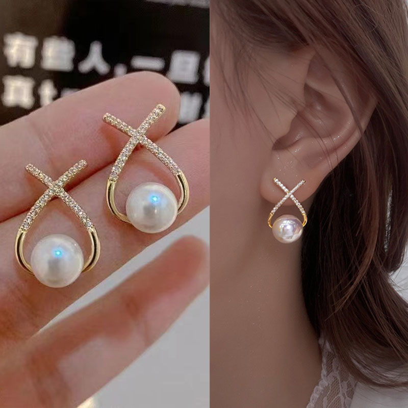 Simple øreringe trend store perle vedhæng øreringe vand retro dame smykker