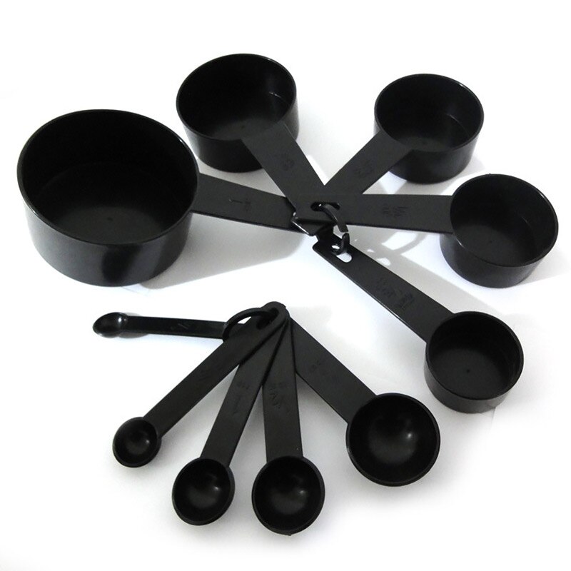 10 Uds./5 uds. Tazas medidoras negras y cuchara medidora tipo pala herramientas de cocina miniescamas cucharas para hornear café té cocina Gadgets