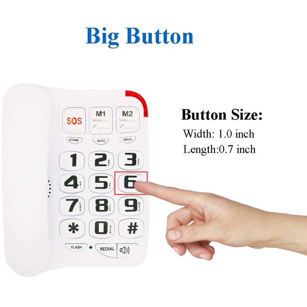 KerLiTar P45W Big Button Corded Phone with 3 One-Touch Speed Dial Picture Care Phone for Seniors Amplified Phone for Hearing Aid