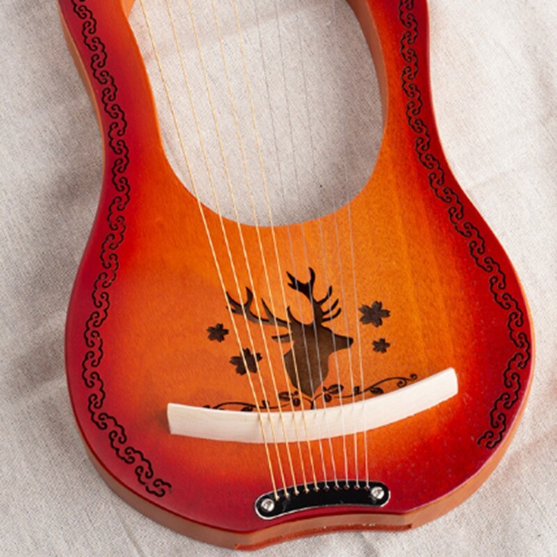Lyre Harp 10 String Harp Heptachord Mahogany Lye Harp with Engraved Tones, for Music Lovers Beginners Kids Adult