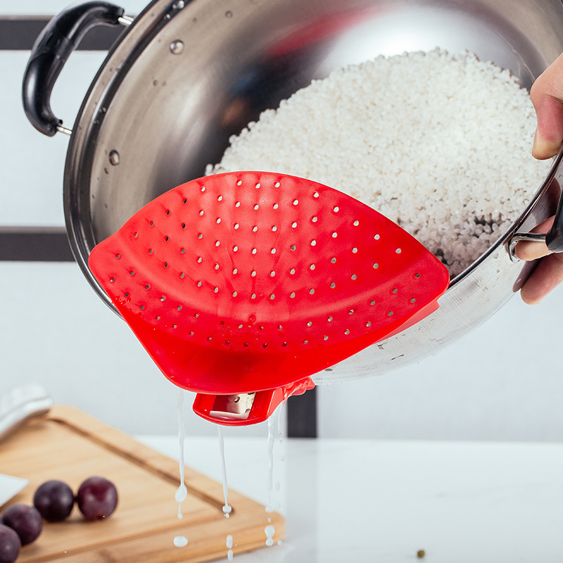 UPORS Silikon Sieb Topf Sieb Mit Edelstahl Clip Reis Waschen Sieb Ablassen Pasta Gemüse Küche Zubehör