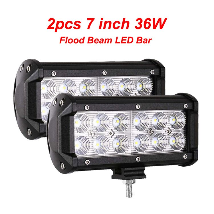 NLpearl 4-20inch Spot Flood LED Light Bar 12V 24V Offroad LED Bar for Car Boat 4x4 Truck 18W 36W 72W 126W Combo LED Work Light: 2pc 36W flood bar